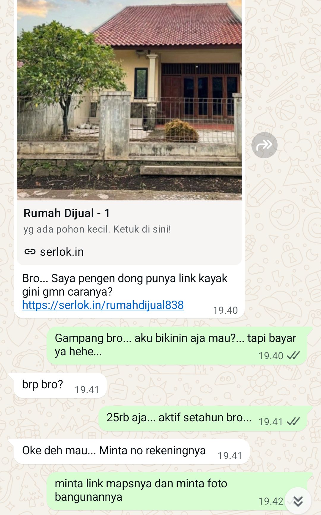 Chat asli orang minta dibuatkan link lokasi